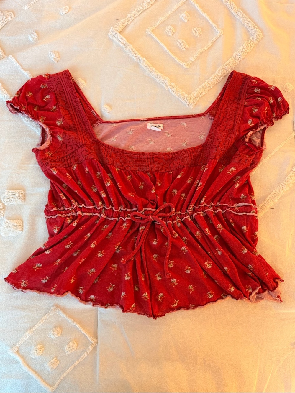 Kimchi Blue Lulu Lace Trim Babydoll Flyaway Blouse
